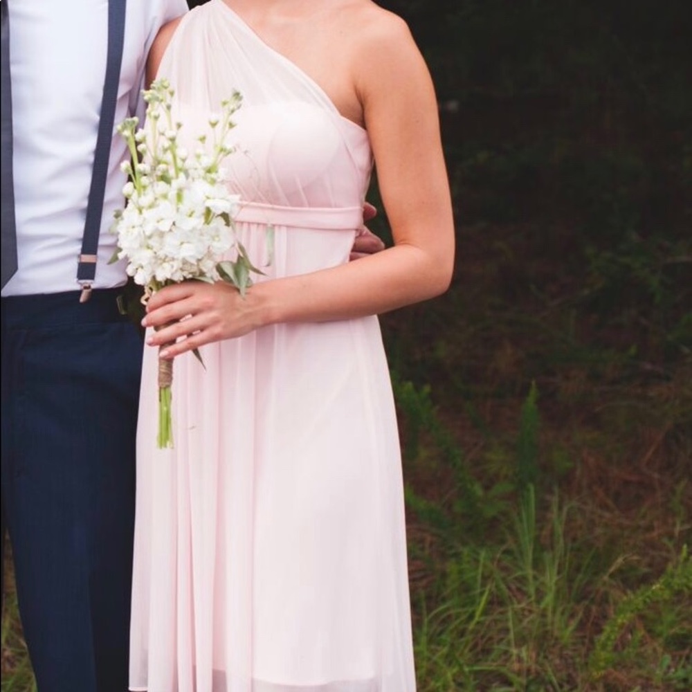David’s bridal one shoulder in Petal